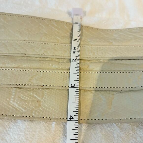 Wide Cream Leather Corset Belt with Oval Gun Metal Buckles Off White Waist Belt main image 5